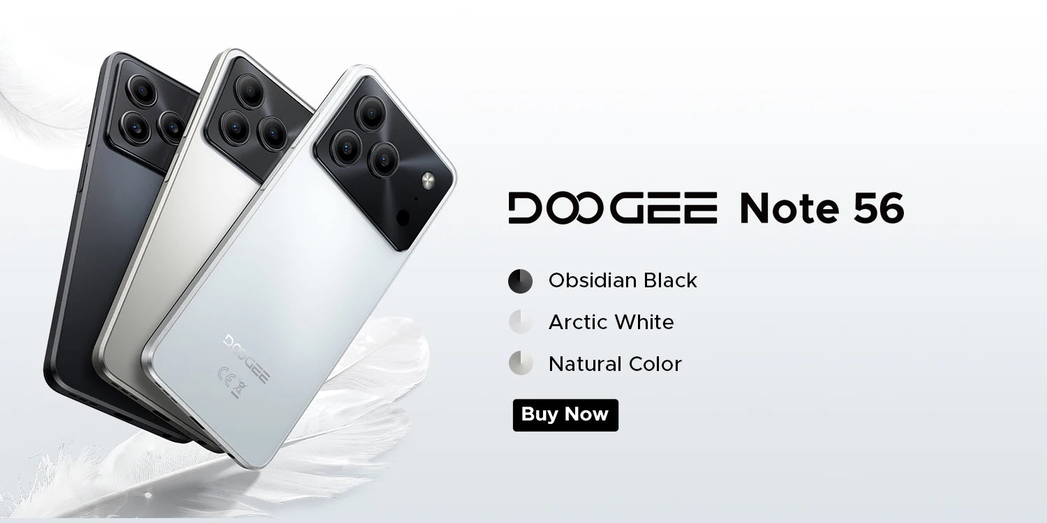 DOOGEE Note 56 Latest Android 16 Smartphone 6.56" 6150mAh Large Battery 24GB RAM(3+21) 64GB ROM Support Face Unlock Mobilephone