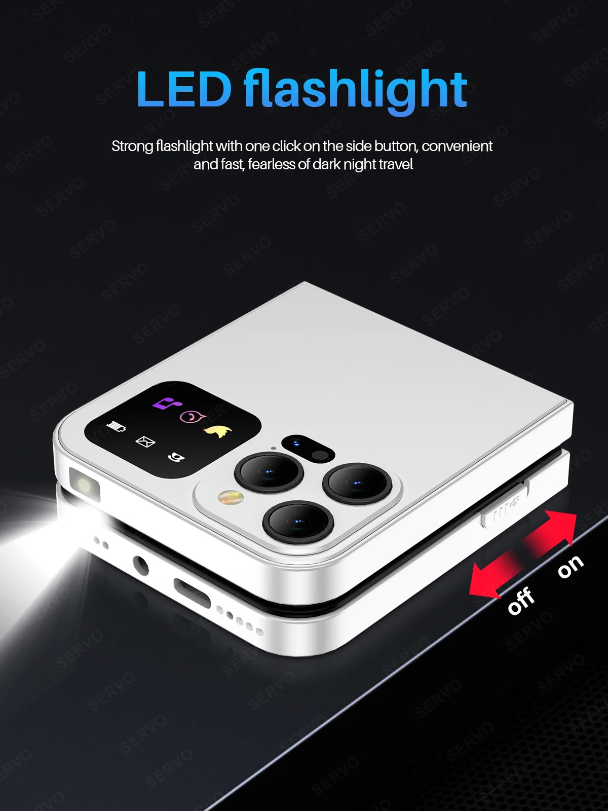 SERVO A50 PRO Flip Mobile Phone 2 SIM Standby Speed Dial Call Recording Blacklist Flashlight 2.4" Display 2G Foldable Cellphones