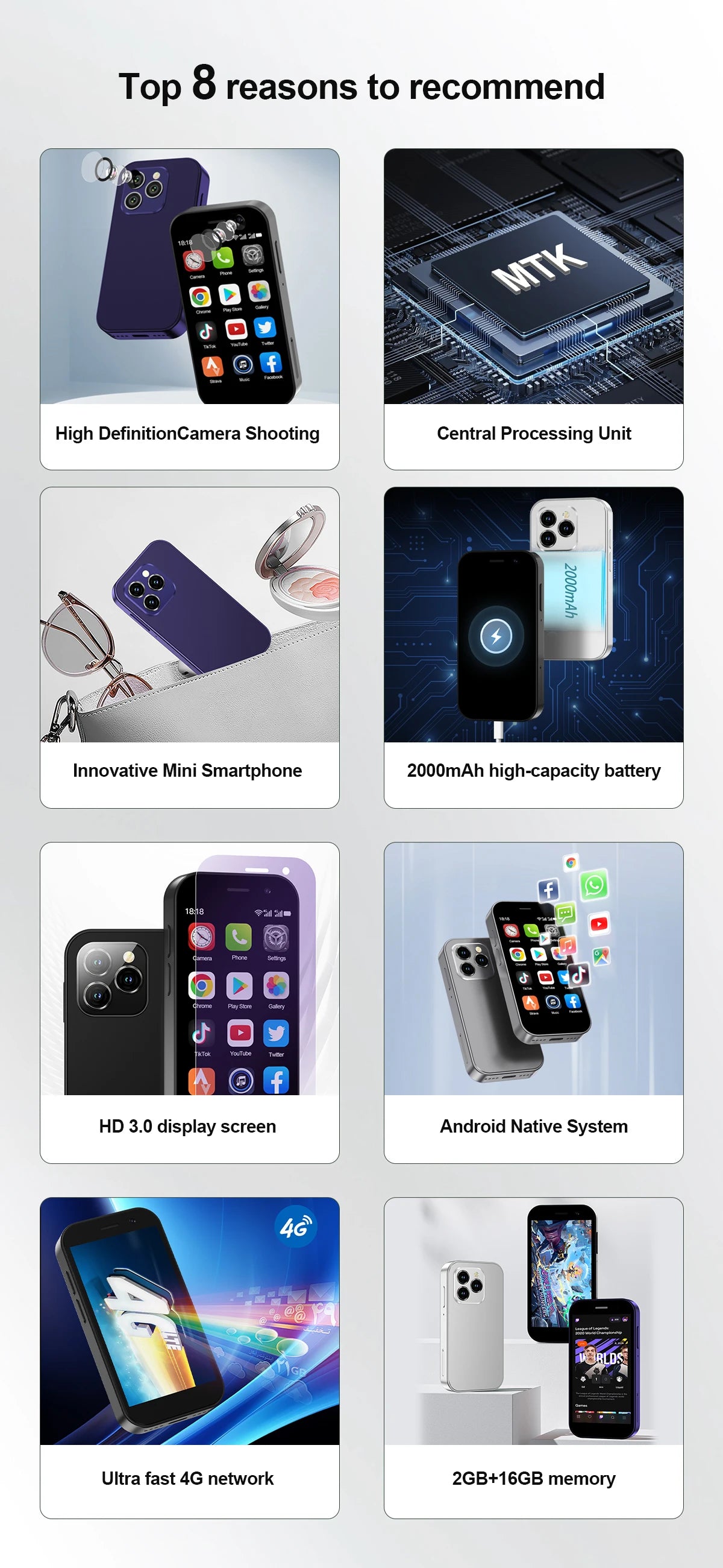 2025 New SERVO KING8000 Mini Smartphone Android 4G LTE Global GPS 3" Display 5MP Camera WIFI Small Mobile Phones 2000mAh Battery