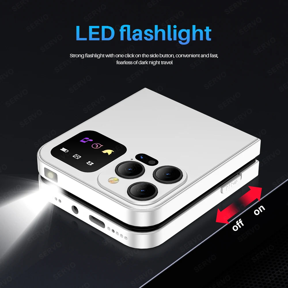 SERVO A50 PRO Flip Mobile Phone 2 SIM Standby Speed Dial Call Recording Blacklist Flashlight 2.4" Display 2G Foldable Cellphones