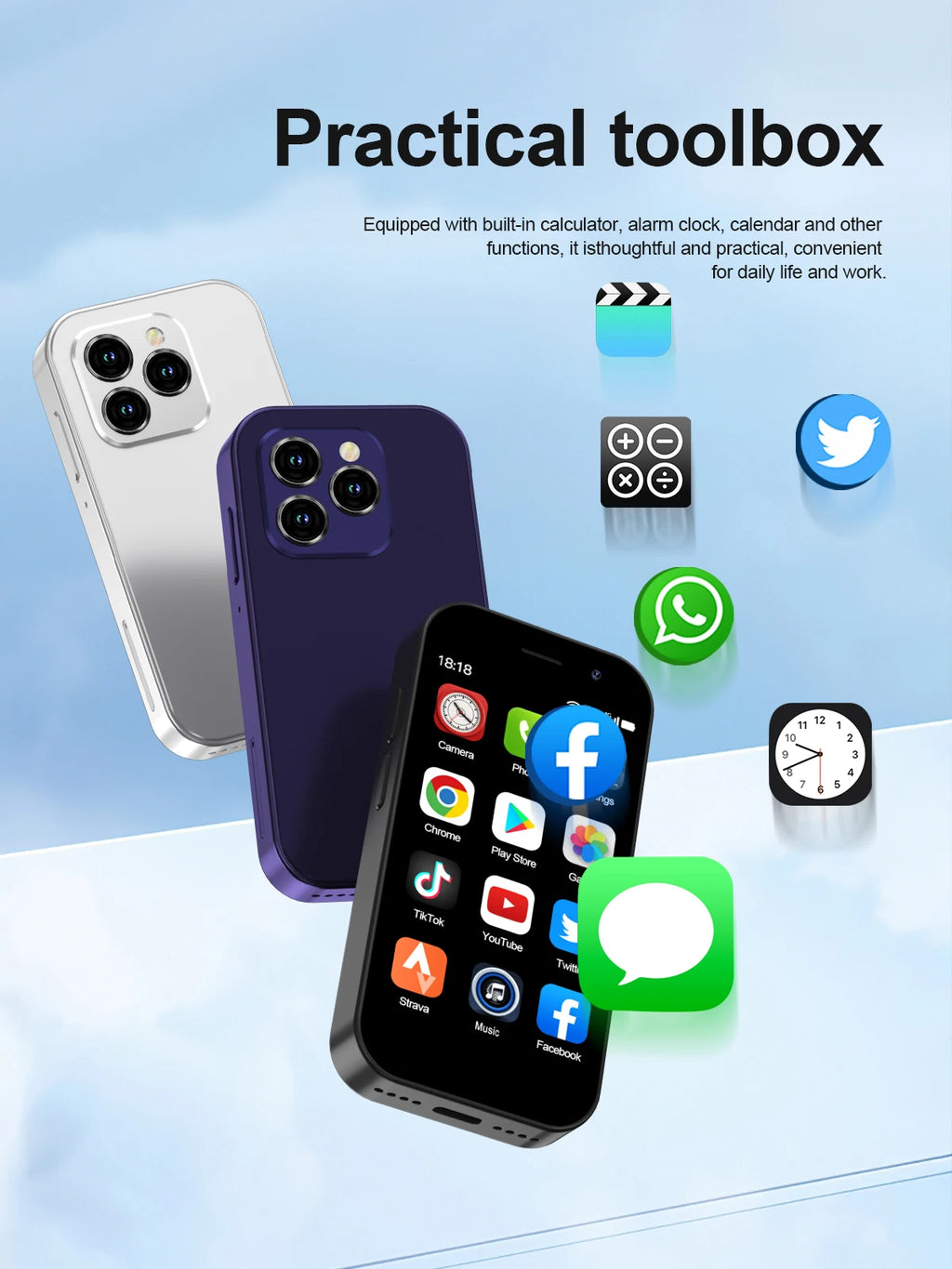 2025 New SERVO KING8000 Mini Smartphone Android 4G LTE Global GPS 3" Display 5MP Camera WIFI Small Mobile Phones 2000mAh Battery