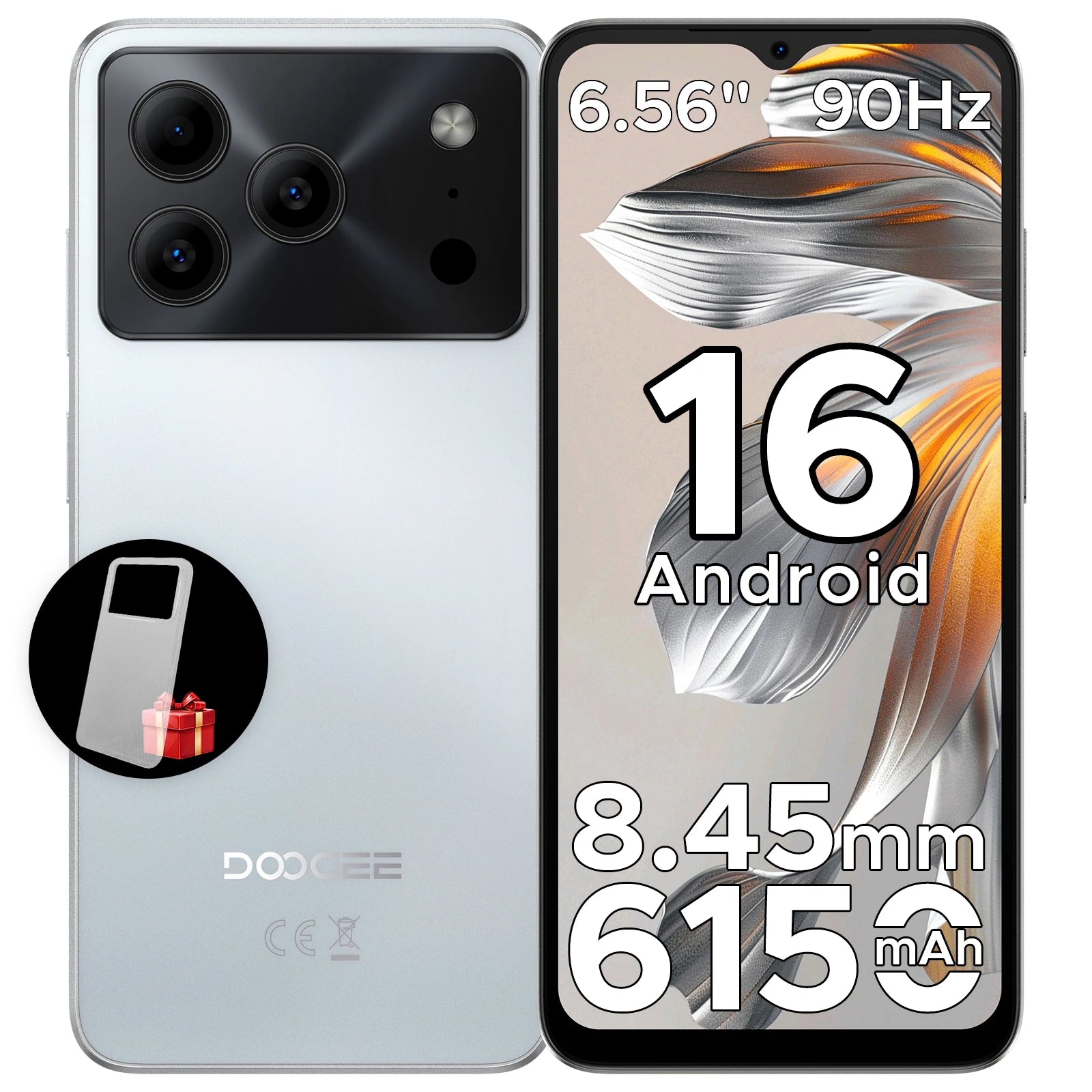 DOOGEE Note 56 Latest Android 16 Smartphone 6.56" 6150mAh Large Battery 24GB RAM(3+21) 64GB ROM Support Face Unlock Mobilephone