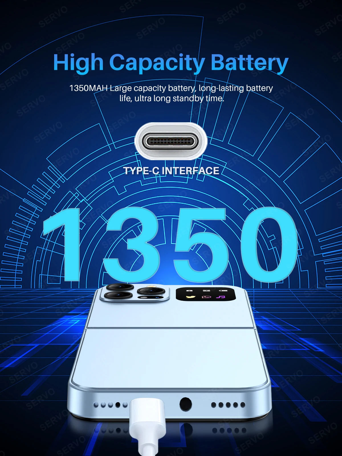 SERVO A50 PRO Flip Mobile Phone 2 SIM Standby Speed Dial Call Recording Blacklist Flashlight 2.4" Display 2G Foldable Cellphones