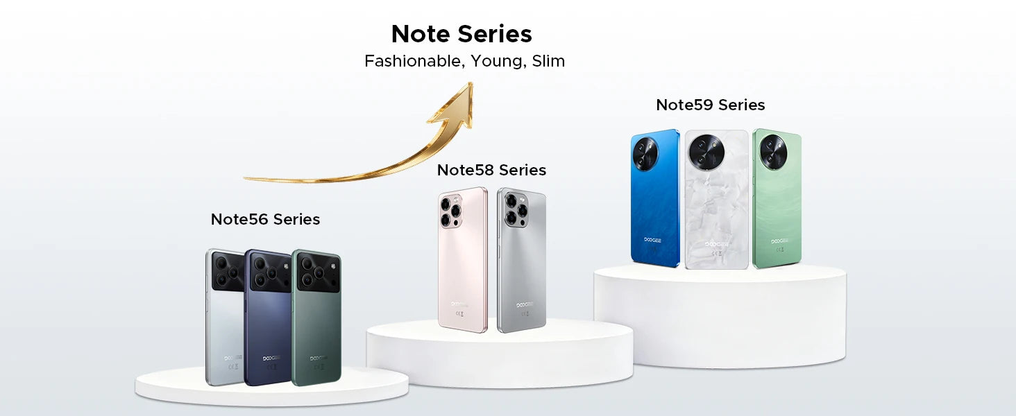 DOOGEE Note 56 Latest Android 16 Smartphone 6.56" 6150mAh Large Battery 24GB RAM(3+21) 64GB ROM Support Face Unlock Mobilephone