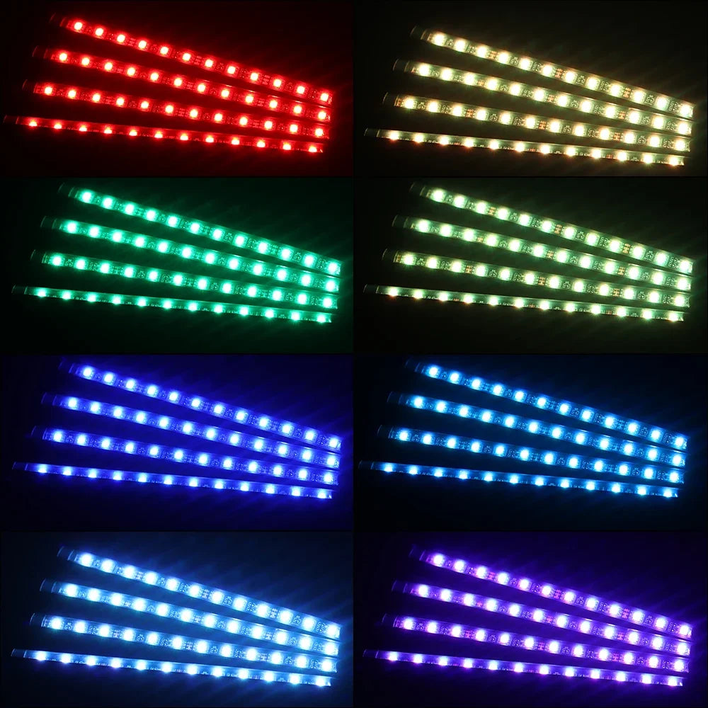 Neon 36 48 72 LED Car Interior Ambient Foot Light Wireless Remote Music APP Control Auto RGB Atmosphere Decorative Lamp