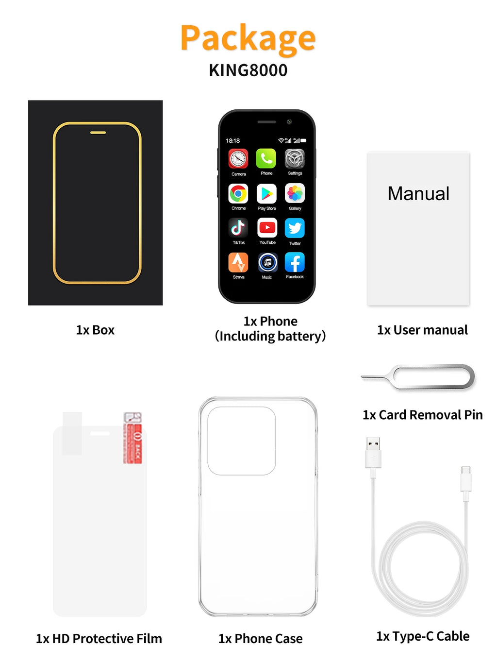 2025 New SERVO KING8000 Mini Smartphone Android 4G LTE Global GPS 3" Display 5MP Camera WIFI Small Mobile Phones 2000mAh Battery